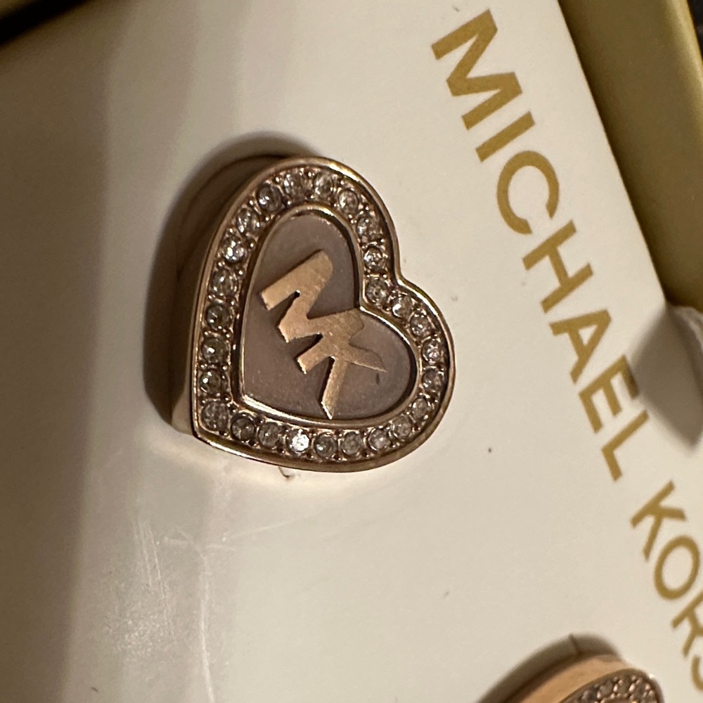 Michael Kors Gold and Brown Heart Earrings - Picture 9 of 11